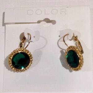 Dainty Gold and Green Stone Earrings - Women's Fashion Jewelry